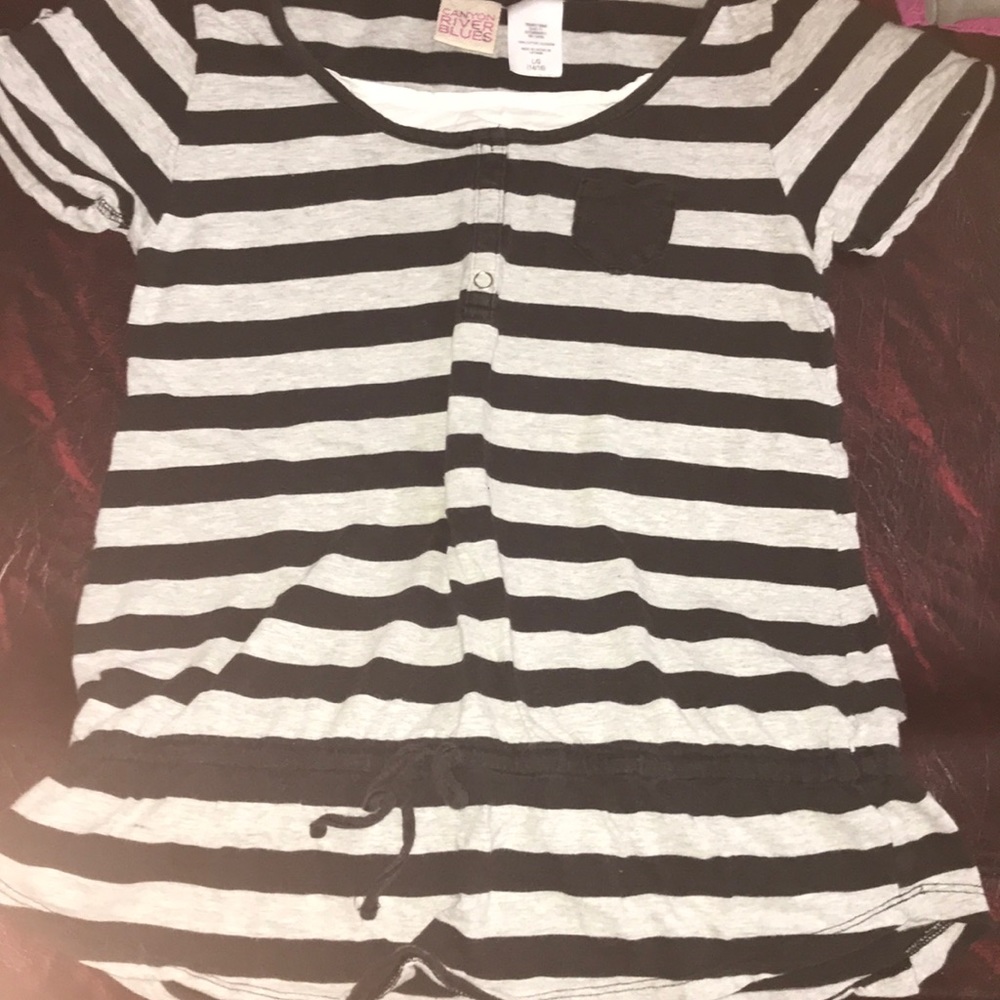 Gray and Black Striped Shirt